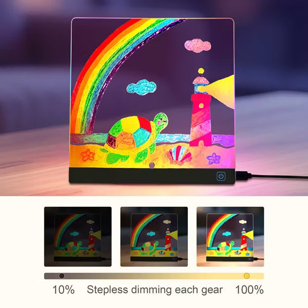 AENKYO Kids Drawing Lamp with 4 Color Lights, Children's Art Light with 7 Pens & Stencils, Creative Night Light & Mood Light for Bedroom
