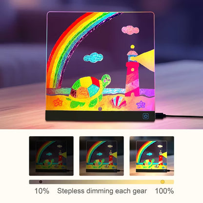 AENKYO Kids Drawing Lamp with 4 Color Lights, Children's Art Light with 7 Pens & Stencils, Creative Night Light & Mood Light for Bedroom