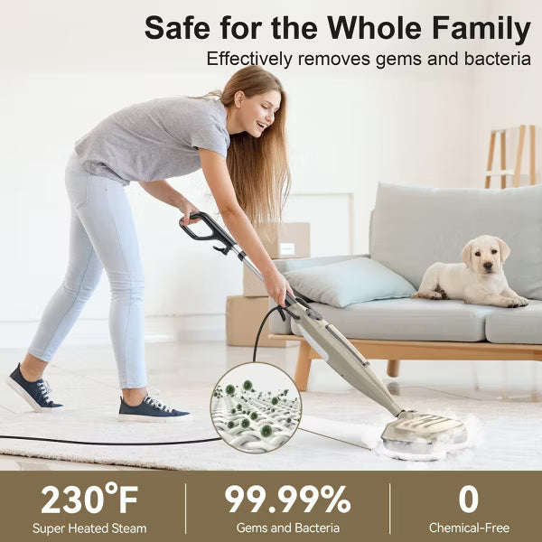 DEVOAC VM6 Scrubbing Steam Mop with Rotating Mop Pads, 10 in 1, Lightweight Spin Mop & 3 Steam Modes for Hard Floor Laminate Marble Floors