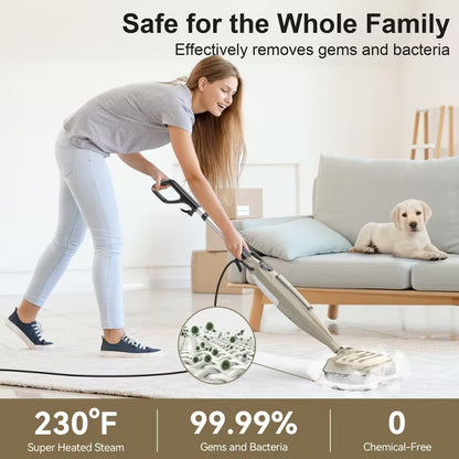 DEVOAC VM6 Scrubbing Steam Mop with Rotating Mop Pads, 10 in 1, Lightweight Spin Mop & 3 Steam Modes for Hard Floor Laminate Marble Floors
