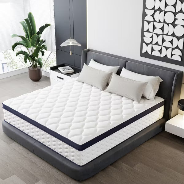JOYRACER 12" Medium Firm Pillow Top Cooling Gel Hybrid Mattress With Certipur-US Certified Foam