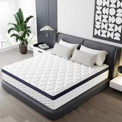 JOYRACER 12" Medium Firm Pillow Top Cooling Gel Hybrid Mattress With Certipur-US Certified Foam