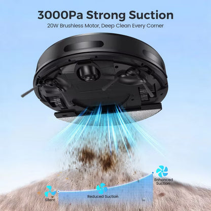 YOMA E2 Robot Vacuum and Mop Combo, 3000Pa Strong Suction, 2.8" Slim Design, 120min Runtime, App/Alexa Control, Self-Charging Robotic Vacuum Cleaner