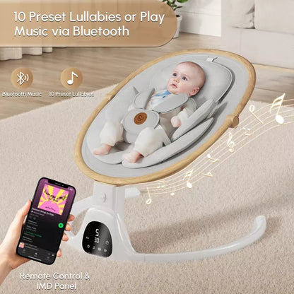 BabyBond Baby Swings for Infants Bluetooth Infant Swing with 5 Speeds & Positions,12 Preset Lullabies and Remote Control