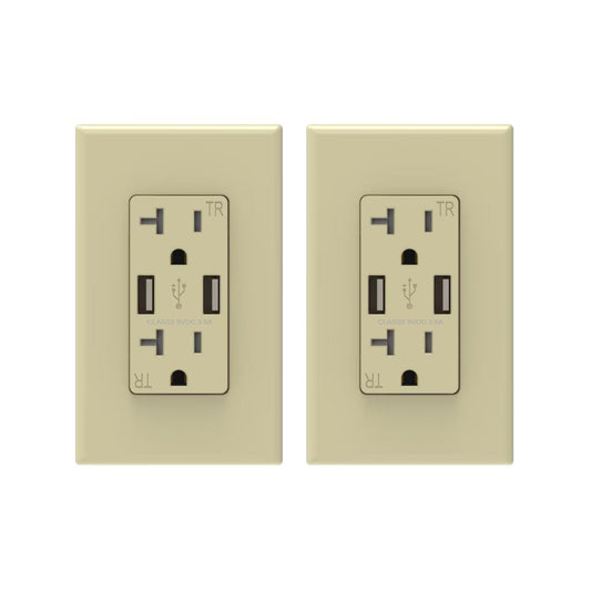 ELEGRP USB Outlet Receptacle, 20W 3.6 Amp USB Wall Outlet, 20 Amp Tamper-Resistant Electrical Outlet with Type A port, UL Listed, Wall Plate Included
