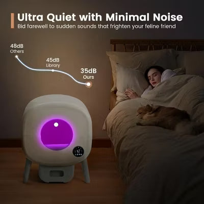 Cumrige Large Capacity Automatic Cat Litter Box Self Cleaning for Multiple Cats with App Control and Safety Protection.