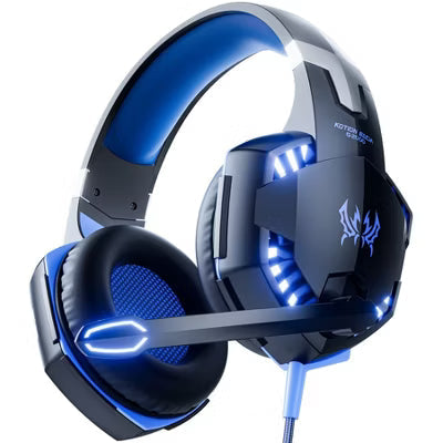 Gaming Headset with Microphone, Compatible with PS4 PS5 Xbox One PC Laptop, Over-Ear Headphones with LED Light, Noise Canceling Mic