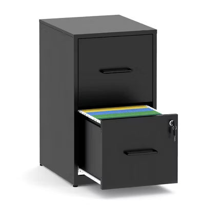 VIYET 26"H 2-Drawer Metal Vertical File Cabinet with Lock, Black Heavy-Duty Filing Cabinet for Home Office(Assembly Required)