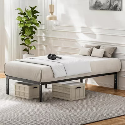 MyDepot Metal Platform Bed Frame – Steel Slat Support, Under Bed Storage, No Box Spring Needed