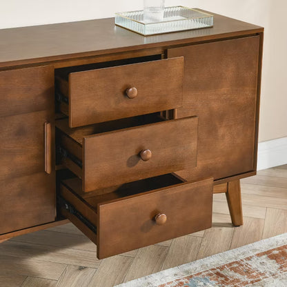 47.3" Mid-Century Modern Furniture Sideboard Cabinet with 3 Drawers, Buffet Storage Console Cabinet for Kitchen, Dining Room, or Living Room