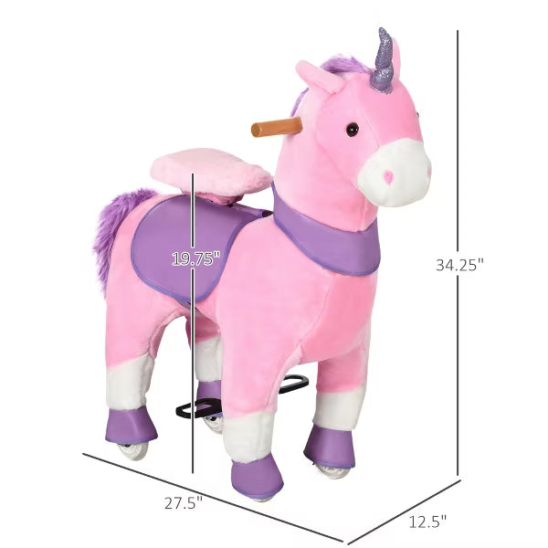 Ride On Real Walking Unicorn with Sparkly Horn, Soft Plush Ride On Rocking Horse Bearing 176lbs, Imaginative Interactive Toy for Kids, Unicorn Gifts