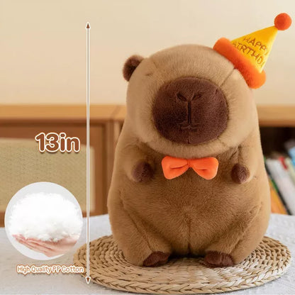TITQWOP Cute Happy Birthday Capybara Plush Soft Capybara Stuffed Animal Kawaii Capybara Plushie Stuffed Toys Gift for Kids 13 inch