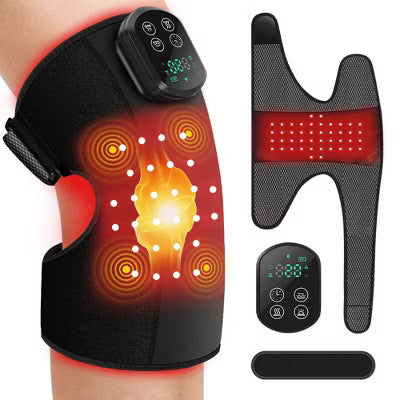 Morfone 660nm and 850nm Infrared Red Light Therapy Device for Knee.3 Vibration Modes and 4 Heating Levels,5000mAh Wireless Rechargeable