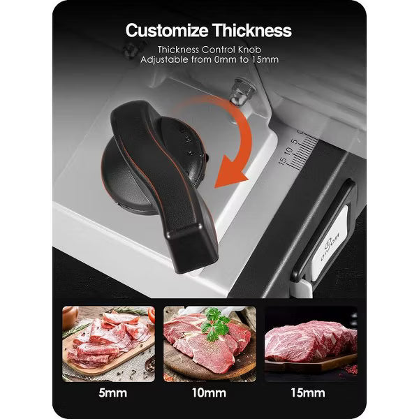 OSTBA Electric Meat & Food Slicer, 150W/200W, 7.5” Removable Stainless Steel Blade, Child Lock, Adjustable Thickness, for Meat, Cheese, Bread