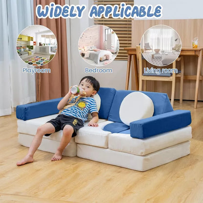 Hooseng Play Couch, Detachable Modular Play Couch, Floor Sofa for Living Room, Convertible Foam and Floor Cushion Sofa