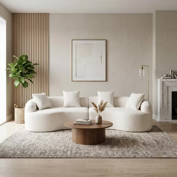 110" Curved Modular Sectional Sofa, Modern Chenille Cloud Couch with High-Density Foam, Compression Sleeper Sofa for Living Room and Apartment