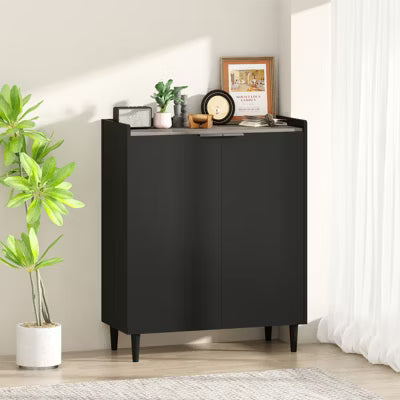 Hooseng Coffee Bar Cabinet, Kitchen Sideboard with Storage, Wine Bar Cabinet with Removable Wine Racks, Industrial Bar Cabinets for Liquor