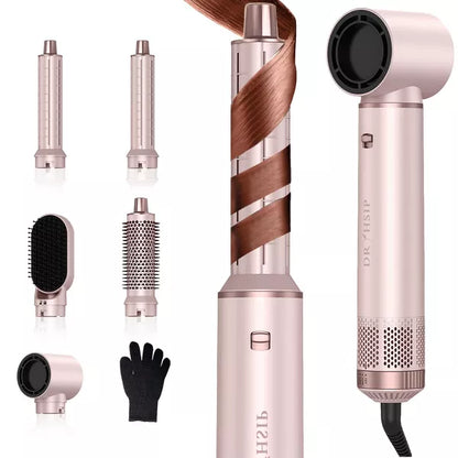 Dryhsip 5 in 1 Air Styler, Multi Ionic Hair Dryer Brush Set, 800W Auto Air Wrap Hair Styler Without Heat Damage, Curl, Volumize and Straighten,Pink