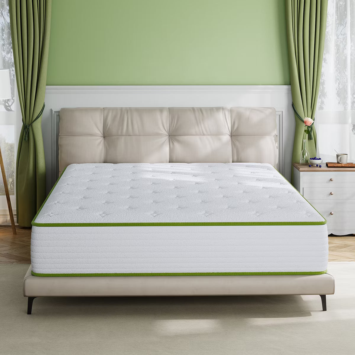 Swedrea Hybrid Mattress Breathable Medium Cooling Memory Foam Bed-in-a-Box White