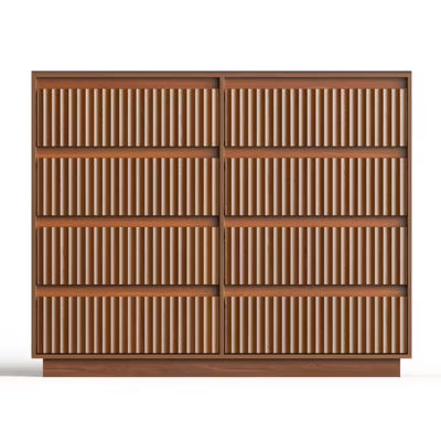 KOLIGEY 8-Drawer Dresser 52"W Double Dresser With Waveform Fluted Panel