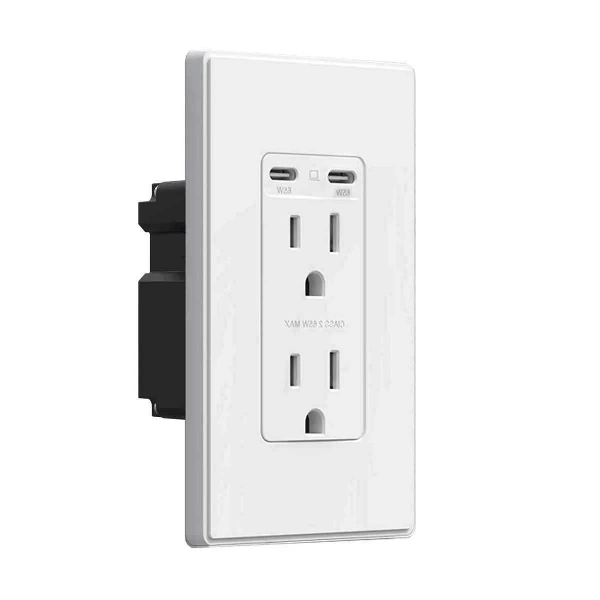 ELEGRP USB Outlets Receptacles, 65W Dual USB C Wall Outlet, Power Delivery 15 Amp Tamper Resistant Electrical Outlet, Wall Plate Included, UL Listed