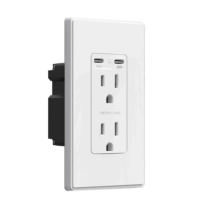 ELEGRP USB Outlets Receptacles, 65W Dual USB C Wall Outlet, Power Delivery 15 Amp Tamper Resistant Electrical Outlet, Wall Plate Included, UL Listed