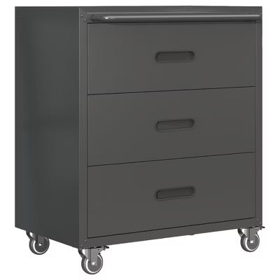 VIYET 35"H 3-Drawer Heavy-Duty Steel Storage Cabinet, Lockable Wheels,200LBS Capacity, Garage/Office/Home, Black
