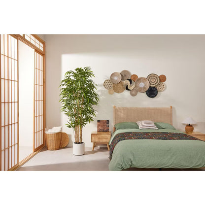 Dr.Planzen 80" Artificial Bamboo Tree With Wood Stem, UV Resistant Faux Potted Plant for Indoor Outdoor Home Decor, Tall Fake Tree With Planter