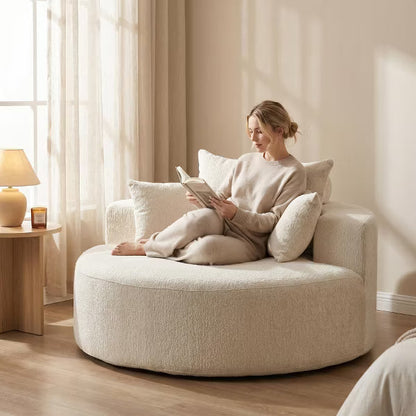 55" Polyester Sponge Single Sofa Bed No Assembly, Fluffy Modern Sleeper Chair for Living Room, Bedroom, Lounge & Home Theater