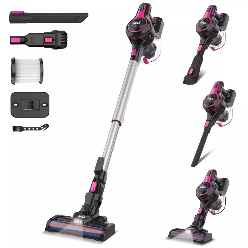 Gift for Valentine's Day INSE N5T Cordless Vacuum Cleaner, Lightweight Powerful Suction Cordless Stick Vacuum Red
