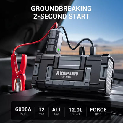 AVAPOW Car Jump Starter, 6000A Peak 27800mAh Battery Jump Starter Battery Booster Power Pack,USB Quick Charge 3.0