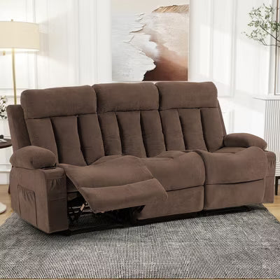 Bosmiller Recliner Sofa Set, 3 Seater Recliner Sofa, Manual Reclining Sofa Couch, Triple Recliner Sofa, Living Room, Home Theater, Small Spaces, Brown