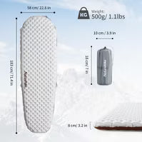 Naturehike Ultralight Insulated Sleeping Pad with R5.8,3.2in Thickened Patchworkable Inflatable Double Sleeping Mat for Camping with Inflatable Bag