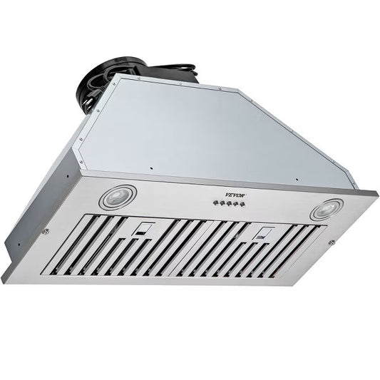 Built-In 30“ Stainless Steel Range Hood, 800CFM 3-Speed Insert Kitchen Vent with Push Button Control LED Baffle Filters, Ducted/Ductless Convertible