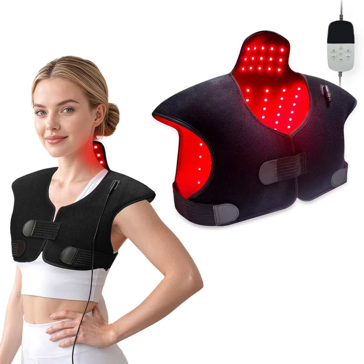 Morfone Light Therapy Pad for Neck, Shoulder and Back Pain Relief Multi-Functional Red Light Therapy Pad Black 1 Piece