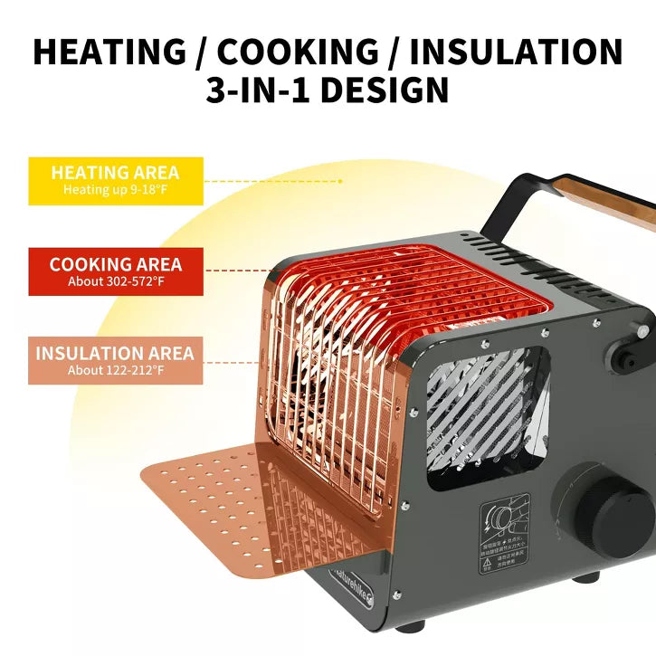 Naturehike 3 in 1 Portable Heater&Stove,50oz Outdoor Gas Stove,Camping Heaters,Heater Warming Stove,Adjustable Temperature,Over-Voltage Protection