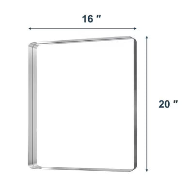 Resenkos 20x16 Inch Small Rectangle Wall Mirror - Rounded Corners & Sleek Silver Frame, Timeless Decor for Bedroom & Hallway, Silver