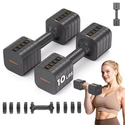 FEIERDUN 1-Second Quick Change Dumbbell Set, 5-in-1 Set, Dual-Lock Stability System for Home Gym, Safe & Space-Saving