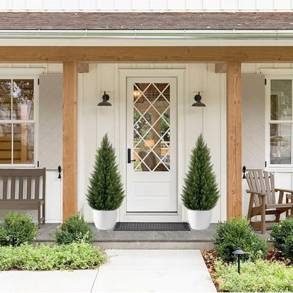 ROMSWI 2Pack 3-5ft Artificial Cedar Topiary Tree UV-Resistant, Commercial-Grade Wind-Proof Faux Pine for All-Season Porch & Entryway Decor Green 3-FT