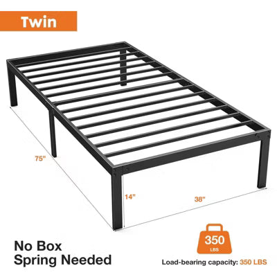 MyDepot Metal Platform Bed Frame – Steel Slat Support, Under Bed Storage, No Box Spring Needed