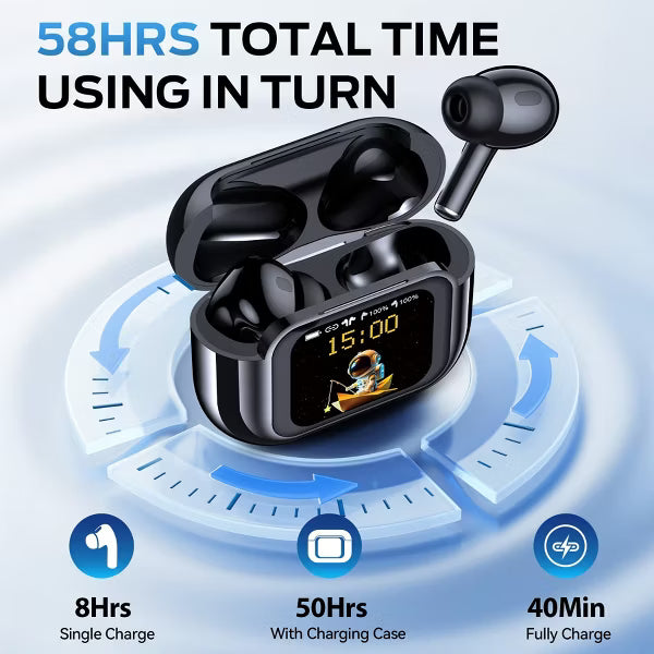 VEATOOL Wireless Earbuds Bluetooth Headphones, Ear Buds with Touch Screen, ANC ENC Noise Cancelling Transparency Mode, 58H Stereo Deep Bass, IPX7