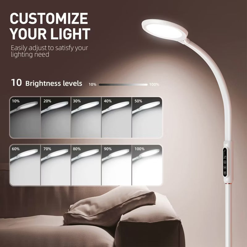 Morfone LED Full-Spectrum Happy Therapy Lamp. 10 adjustable brightness non-UV sunlight lamps, retractable floor-mounted phototherapy lamp.
