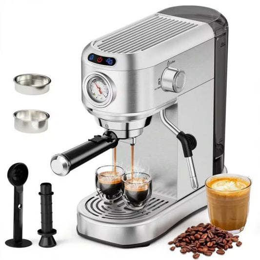 ToLife Espresso Machine, Compact Stainless Steel Maker with Milk Frother & 34oz Removable Tank for Home Latte & Cappuccino.