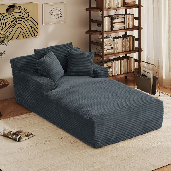 AENKYO Oversized Sleeper Sofa Bed & Cloud Lounge Chair, 2 Pillows Corduroy Upholstered Sofa No Assembly Required for Living Room