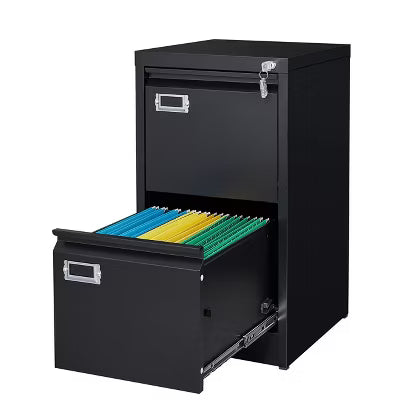 Mlezan Drawer File Cabinet: Metal, Lockable, Narrow Design for Under-Desk Storage. Fits A4/F4/Letter/Legal Files, BLack Finish, Assembly Required.