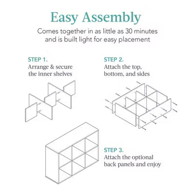 Mydepot 6 Cube Storage Organizer, Open Bookcase, Space-Saving Display Shelf with Removable Back Panels, Easy Assembly