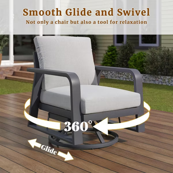 SUGOLD 4-Piece Aluminum Patio Conversation Set with Gray Cushions and Coffe Table