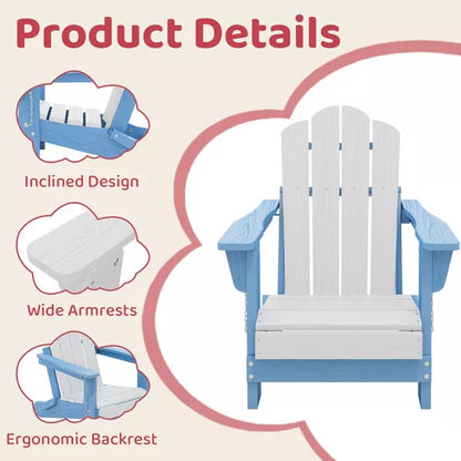Hyleory Kids’ Outdoor Adirondack Chair Set – Foldable HDPE Children’s Lawn Chairs (2-Piece)
