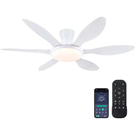 51 Inch Flush Mount Ceiling Fan with Light and Remote for Living room,Bedroom,Patio