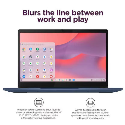 Lenovo - IdeaPad Slim 3 Chromebook 14" Full HD Laptop - MediaTek Kompanio 520 - 4GB Memory - 64GB eMMC - Abyss Blue